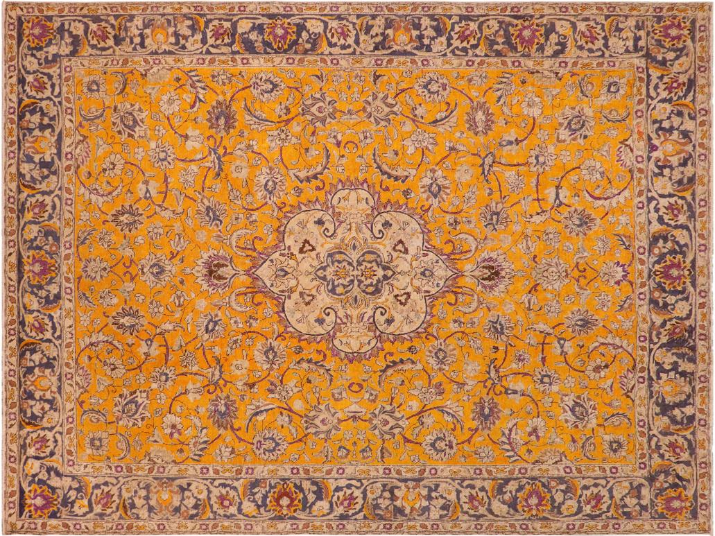 handmade Vintage Orange Blue Hand Knotted RECTANGLE 100% WOOL area rug 10x13