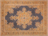 Boho Chic Distressed Sommers Gray/Gold Wool Rug - 9'10'' x 12'11''