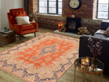 handmade Vintage Vintage Orange Blue Hand Knotted RECTANGLE 100% WOOL area rug 10x13