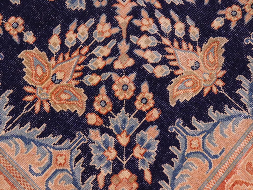 handmade Vintage Vintage Blue Brown Hand Knotted RECTANGLE 100% WOOL area rug 10x13