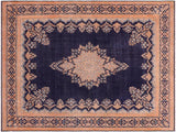 Distressed Soria Blue/Brown Wool Rug - 9'10'' x 12'8''