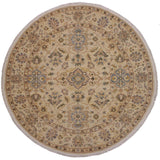 handmade Traditional Kafkaz Ivory Brown Hand Knotted ROUND 100% WOOL area rug 7x7