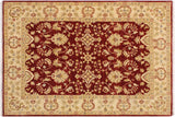 Shabby Chic Ziegler Sowell Red Ivory Hand-Knotted Wool Rug - 3'11'' x 5'10''