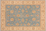 Oriental Ziegler Spears Blue Beige Hand-Knotted Wool Rug - 8'11'' x 11'10''