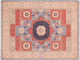 Bohemian Mamluk Spencer Beige/Blue Wool Rug - 9'1'' x 12'1''