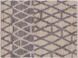 Eclectic Moroccan Stackhou Ivory/Grey Wool Rug - 3'10'' x 5'9''