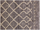 Tribal Moroccan Stacy Gray/Ivory Wool Rug - 5'3'' x 8'0''