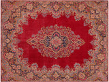 Vintage Antique Staggs Red/Blue Wool Rug - 9'8'' x 13'1''