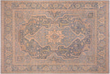 Rustic Heriz Ziegler Staley Gray Blue Hand-Knotted Rug - 7'11'' x 9'7''