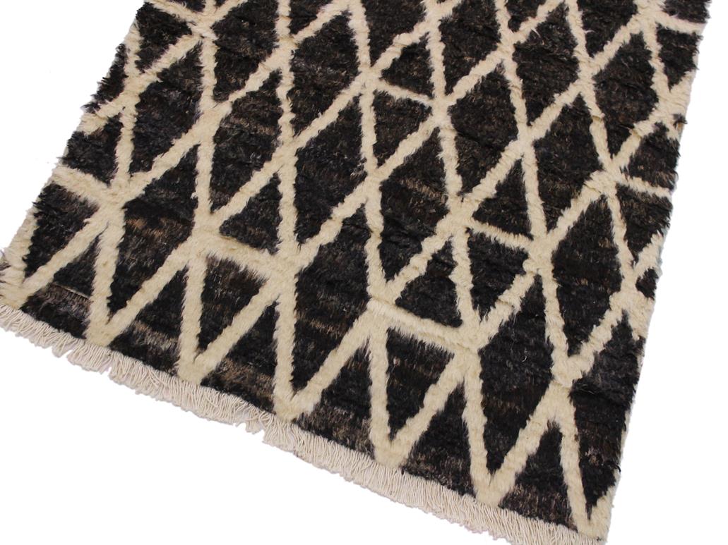 handmade Modern Moroccan Dark Brown Ivory Hand Knotted RECTANGLE 100% WOOL area rug 4x6