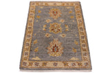 handmade Traditional Kafkaz Chobi Ziegler Grey Ivory Hand Knotted RECTANGLE 100% WOOL area rug 2 x 3