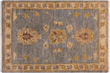 Shabby Chic Ziegler Starr Grey Ivory Hand-Knotted Wool Rug - 2'1'' x 2'9''