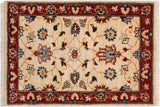 handmade Traditional Kafkaz Chobi Ziegler Ivory Red Hand Knotted RECTANGLE 100% WOOL area rug 2 x 3