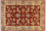 Shabby Chic Ziegler Stegall Red Ivory Hand-Knotted Wool Rug - 1'11'' x 2'10''