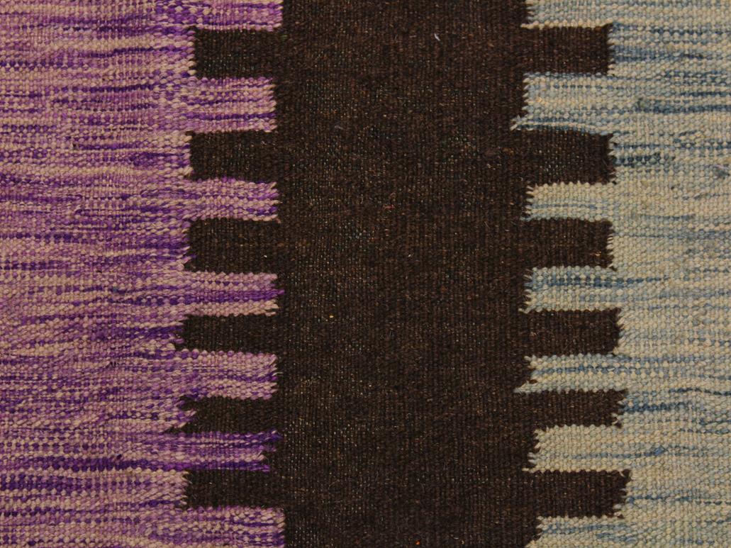 handmade Geometric Kilim Teal Brown Hand-Woven RECTANGLE 100% WOOL area rug 9x10