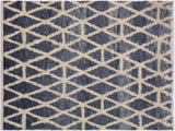 Tribal Moroccan Stock Gray/Ivory Wool Rug - 5'2'' x 7'10''