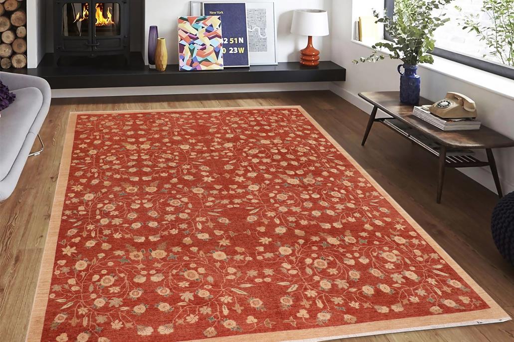 handmade Modern Kafkaz Red Tan Hand Knotted RECTANGLE 100% WOOL area rug 10x13