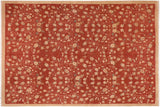 Contemporary Ziegler Antonia Red Tan Hand-Knotted Wool Rug - 9'9'' x 13'3''
