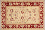 Boho Chic Ziegler Stratton Ivory Red Hand-Knotted Wool Rug - 3'4'' x 4'9''