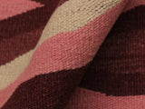 handmade Geometric Kilim Ivory Pink Hand-Woven RECTANGLE 100% WOOL area rug 4x6