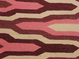 handmade Geometric Kilim Ivory Pink Hand-Woven RECTANGLE 100% WOOL area rug 6x9