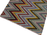 handmade Geometric Kilim Lt. Blue Red Hand-Woven RECTANGLE 100% WOOL area rug 5x7