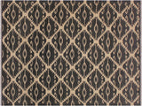 Southwestern Turkish Kilim Sanford Black/Ivory Wool Rug - 5'7'' x 8'1''