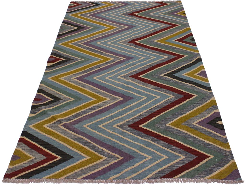 handmade Geometric Kilim Grey Red Hand-Woven RECTANGLE 100% WOOL area rug 5x7