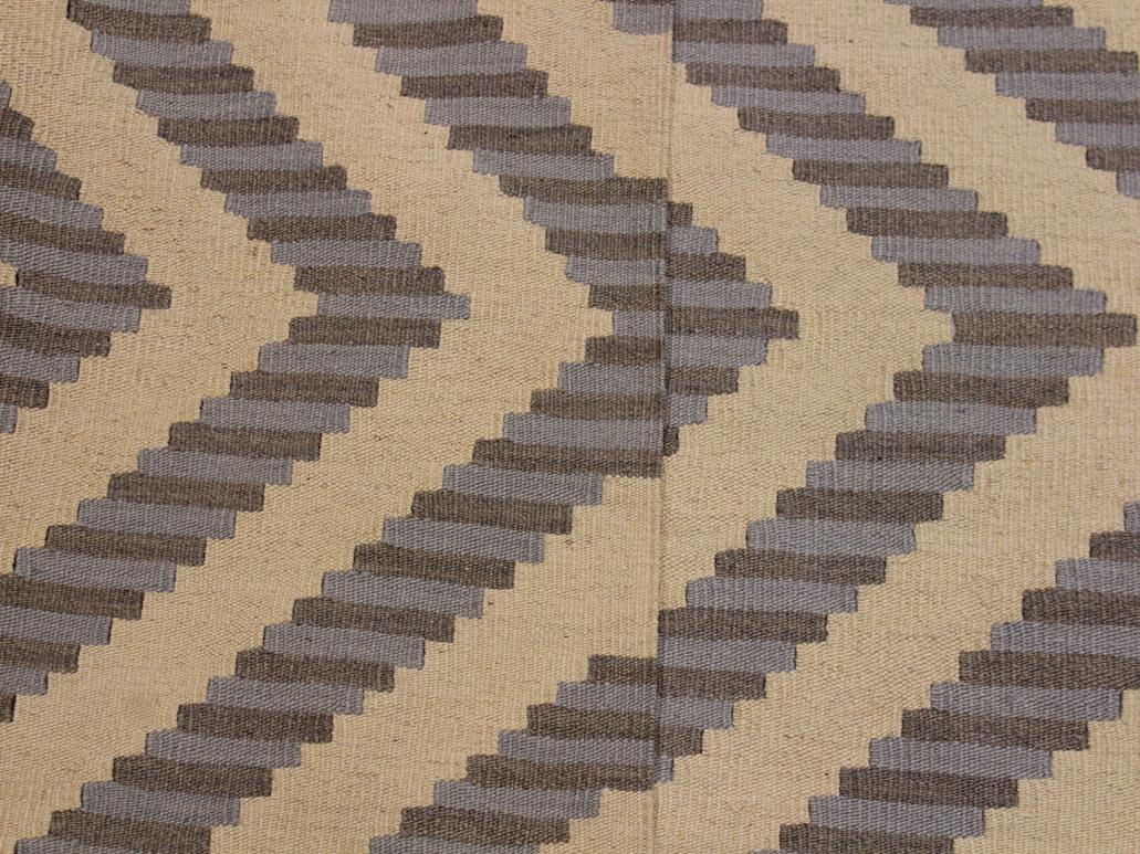 handmade Geometric Kilim Ivory Grey Hand-Woven RECTANGLE 100% WOOL area rug 5x7