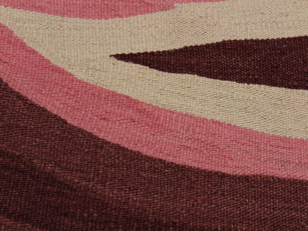 handmade Geometric Kilim Red Pink Hand-Woven RECTANGLE 100% WOOL area rug 4x6