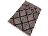 handmade Modern Moroccan Lt. Brown Black Hand Knotted RECTANGLE 100% WOOL area rug 4x6