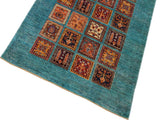 handmade Geometric Khorgeen Green Rust Hand Knotted RECTANGLE 100% WOOL area rug 4x6