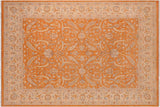 Oriental Ziegler Schaeffe Orange Ivory Hand-Knotted Wool Rug - 9'9'' x 13'7''