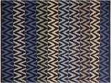 Caucasian Turkish Kilim Schell Black/Blue Wool Rug - 9'4'' x 12'3''