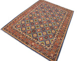 handmade Geometric Kazak Lt. Blue Red Hand Knotted RECTANGLE 100% WOOL area rug 10x14