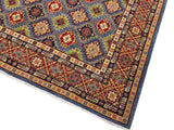 handmade Geometric Kazak Lt. Blue Red Hand Knotted RECTANGLE 100% WOOL area rug 10x14