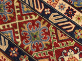 handmade Geometric Kazak Lt. Blue Red Hand Knotted RECTANGLE 100% WOOL area rug 10x14