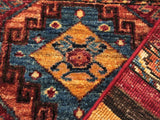 handmade Geometric Khurgeen Red Blue Hand Knotted RUNNER 100% WOOL area rug 3x10