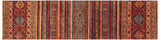handmade Geometric Khurgeen Red Gold Hand Knotted RUNNER 100% WOOL area rug 3x10