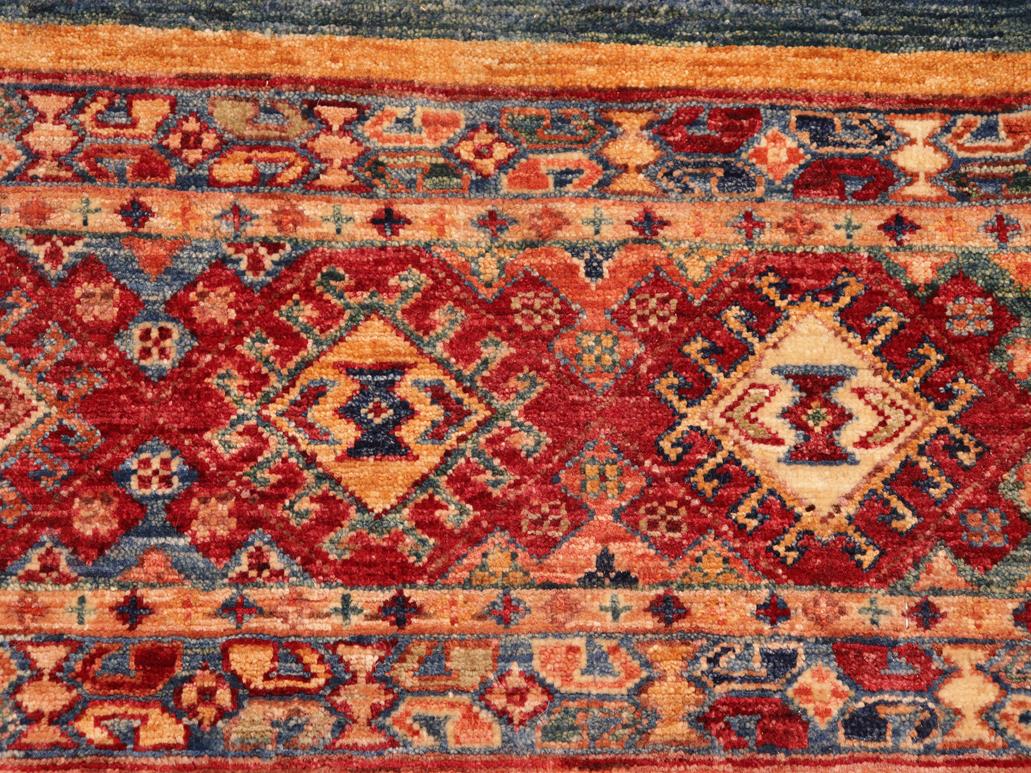handmade Geometric Khorgeen Red Blue Hand Knotted RECTANGLE 100% WOOL area rug 5x7