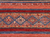 handmade Geometric Khorgeen Red Blue Hand Knotted RECTANGLE 100% WOOL area rug 7x10