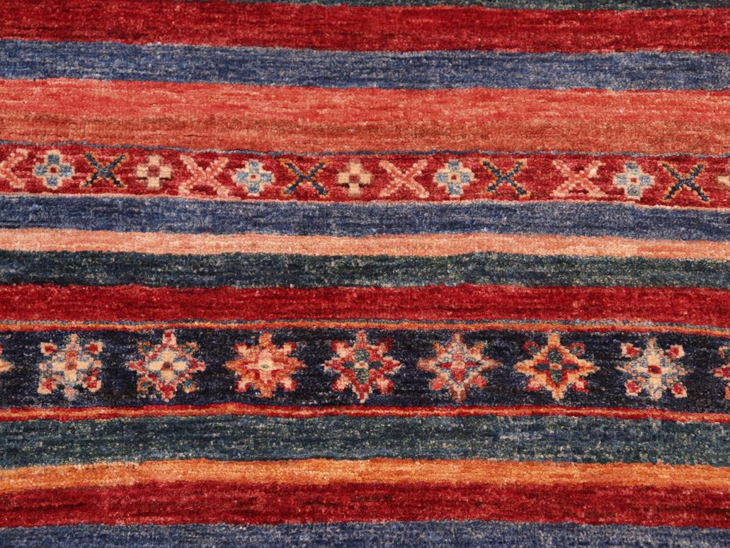 handmade Geometric Khorgeen Red Blue Hand Knotted RECTANGLE 100% WOOL area rug 7x10