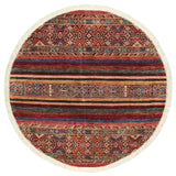 Southwestern Khurgeen Norma Red/Blue Wool Round - 3'11'' x 4'0''