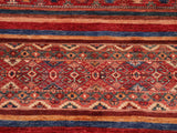 handmade Geometric Khorgeen Blue Red Hand Knotted RECTANGLE 100% WOOL area rug 8x10