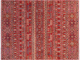 handmade Geometric Khorgeen Red Beige Hand Knotted RECTANGLE 100% WOOL area rug 5x7