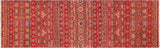 handmade Geometric Khurgeen Red Green Hand Knotted RUNNER 100% WOOL area rug 3x9