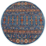 Bohemian Khurgeen Tonia Blue/Orange Wool Round - 4'8'' x 5'0''