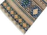 handmade Geometric Khorgeen Gray Blue Hand Knotted RECTANGLE 100% WOOL area rug 2x4