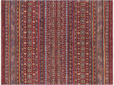 handmade Geometric Khorgeen Red Gold Hand Knotted RECTANGLE 100% WOOL area rug 5x6