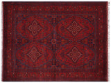 handmade Tribal Biljik Khal Muhammadi Red Blue Hand Knotted RECTANGLE 100% WOOL area rug 7x10